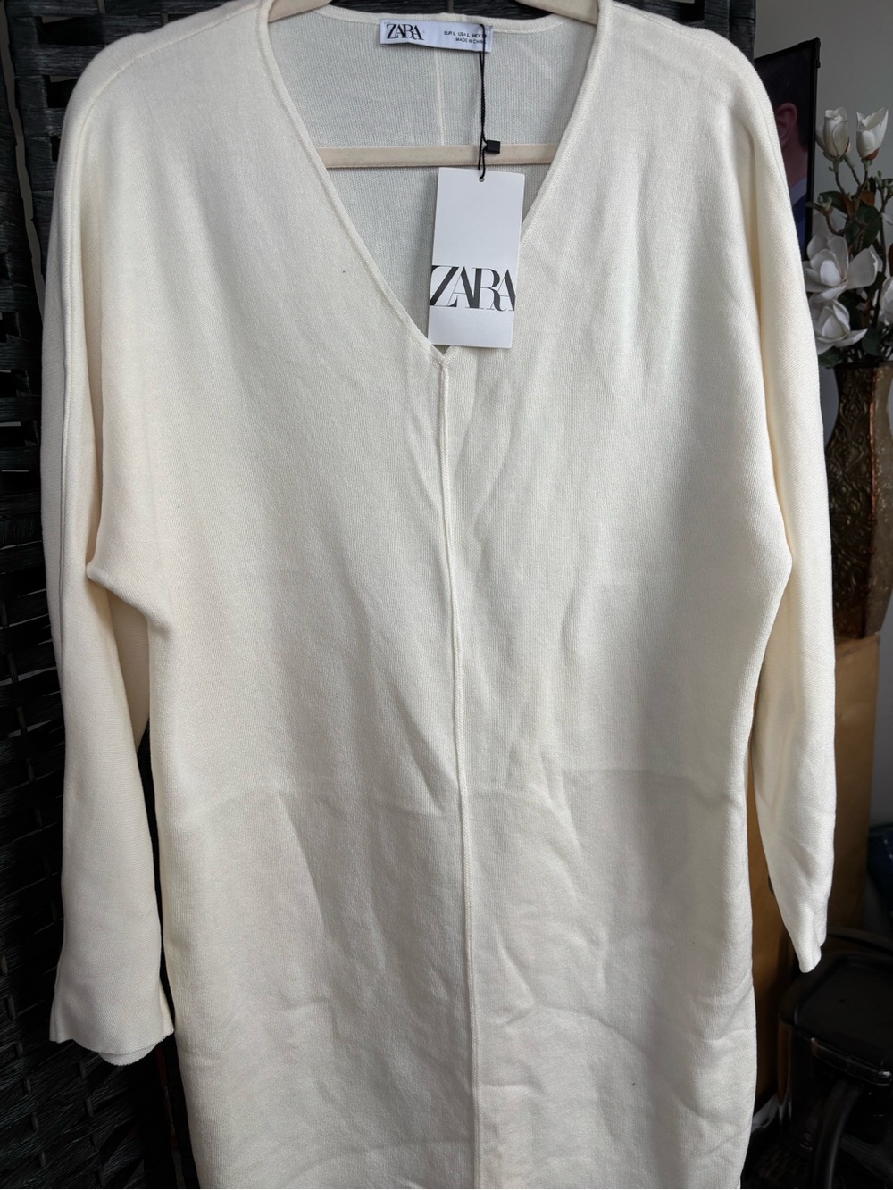ZARA Off-White Longline Knit Dress - Picture 2 of 8